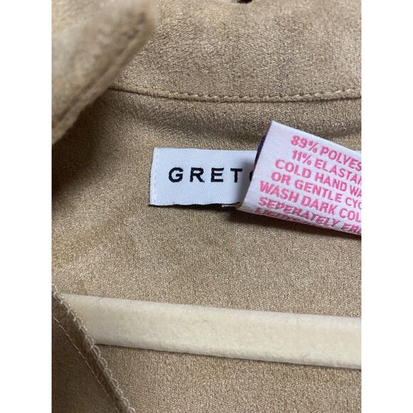 Gretchen Scott Womens Ultra Suede Teardrop Tiered Ruffle Dress Tan Beige Small - Picture 5 of 5